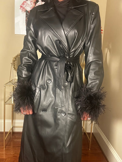 Feather Me Black Coat
