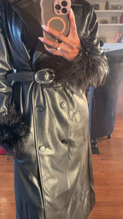 Feather Me Black Coat