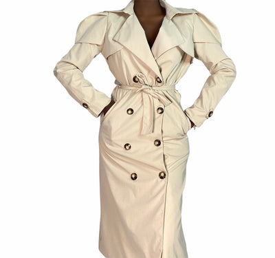 plain Puffed sleeve Trench