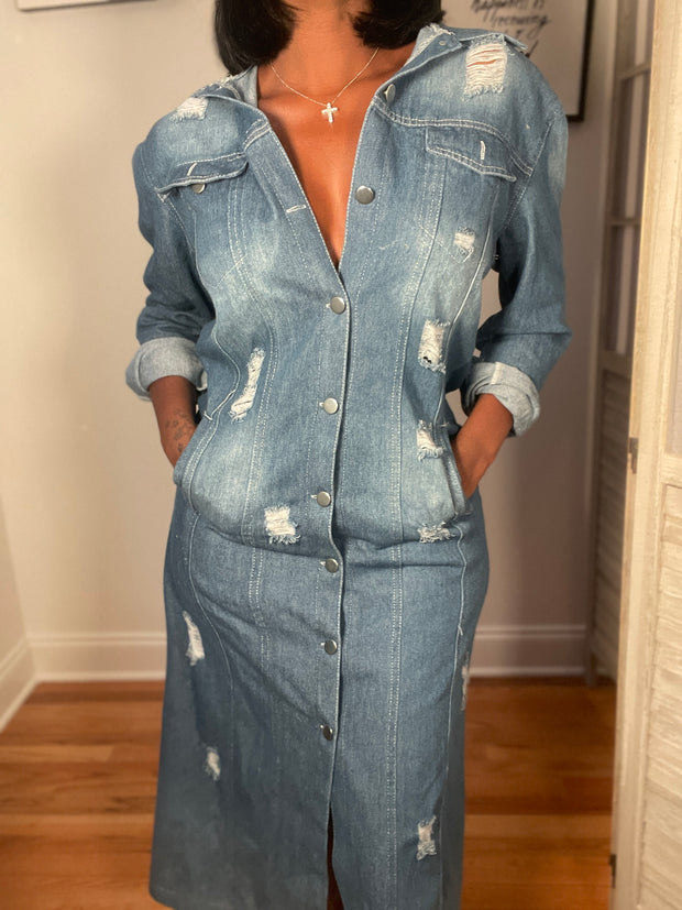 Texas Girl Denim Long Dress Jacket