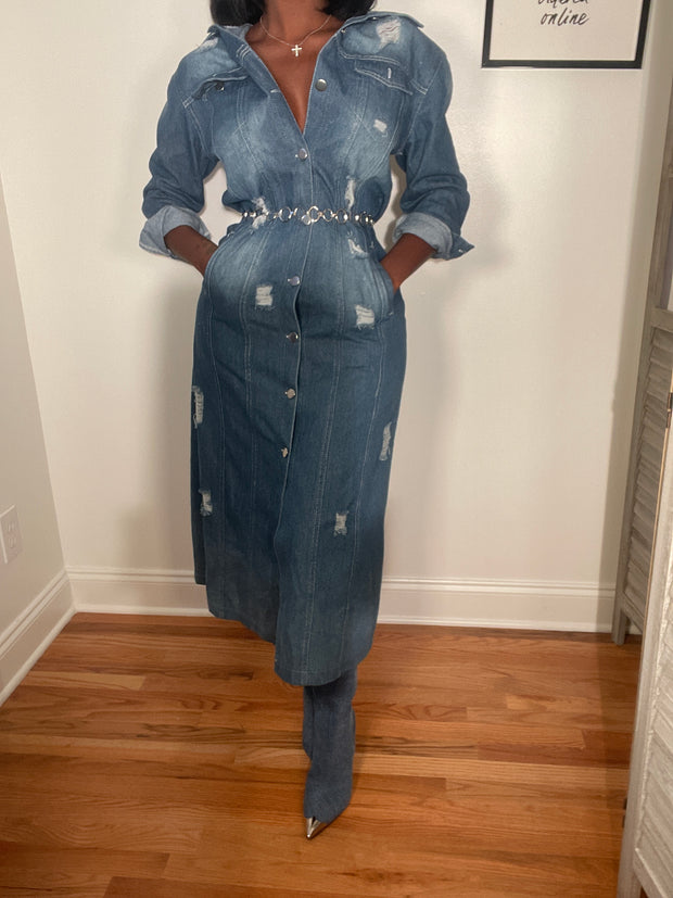 Texas Girl Denim Long Dress Jacket