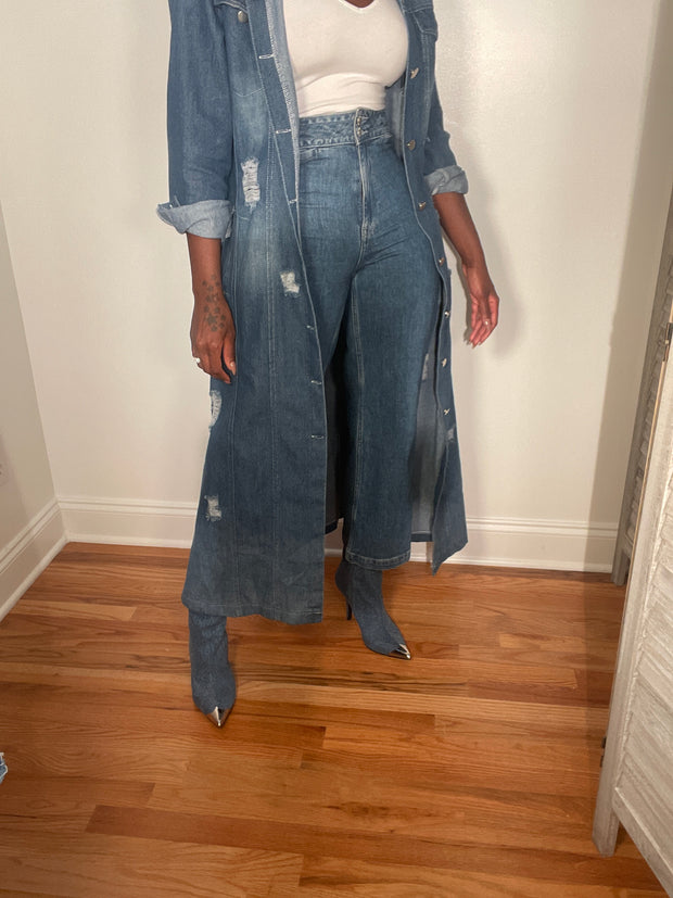 Texas Girl Denim Long Dress Jacket